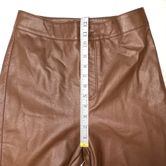 ❌SOLD❌ Free People | Sasha Vegan Kick Flare Pants; Faux Leather; Brown, Sz 6 - Picture 10 of 15
